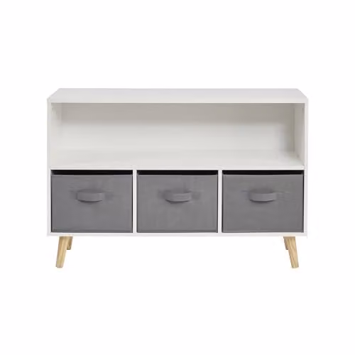 Liberty House Toys Kids Storage Shelf with Fabric Bins, H60 x W90 x D28 cm – 1
