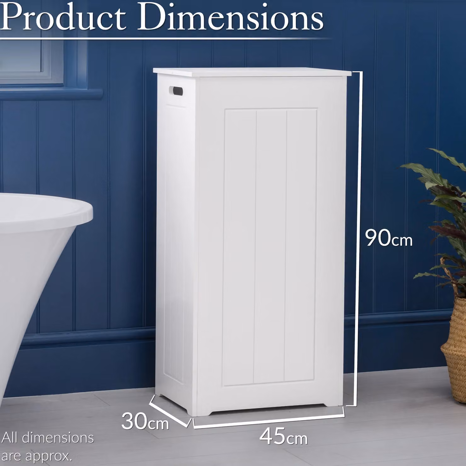 Christow White Wooden Laundry Box with Lid and Handles for Bathroom Storage – 2