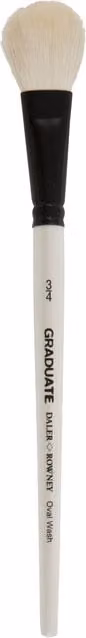Daler-Rowney Graduate White Goat Oval Wash Brush, 3/4 inch Short Handle