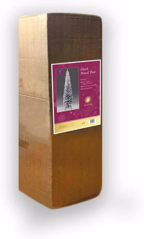 Shatchi 5ft Snow Flocked Artificial Slim Christmas Pencil Tree in White with Metal Stand – 4