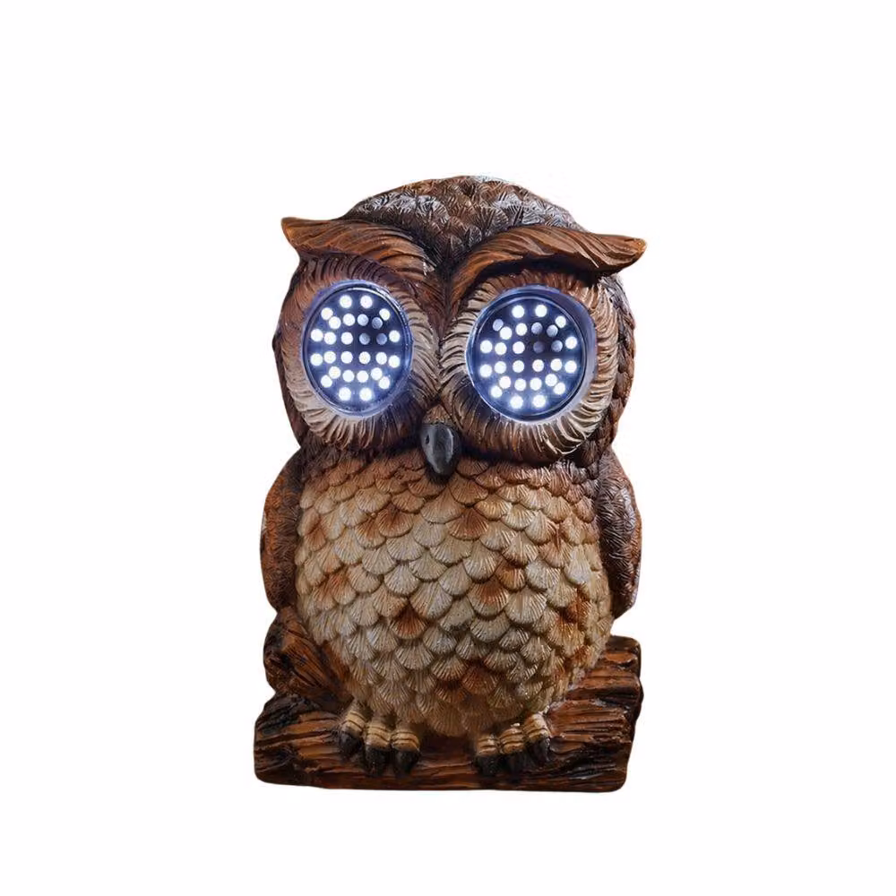 Marco Paul Solar Blinkin Owl Garden Ornament in Brown, Height: 15 cm – 2