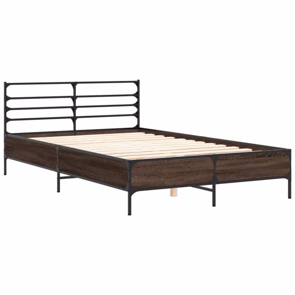 Berkfield Home Small Double Bed Frame in Brown Oak, W/D/H: 120 x 200 x 74 cm – 3