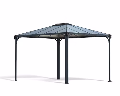 Palram Canopia Martinique Hardtop Garden Gazebo in Anthracite Grey, W: 295 cm, D: 360 cm, H: 274.5 cm