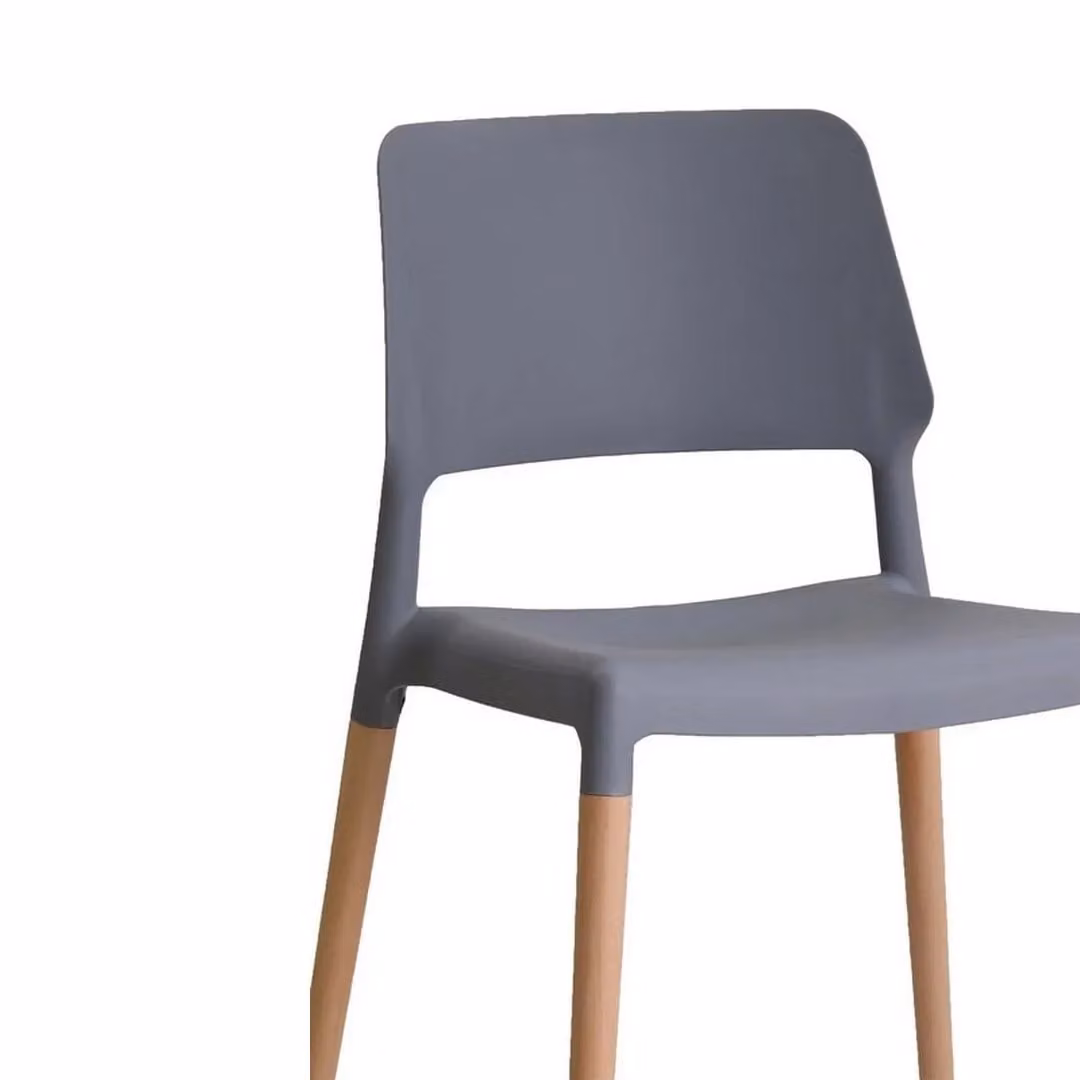 Lemon Pavilion Furniture Riva Set of 2 Grey Dining Chairs with Beech Wood and Synthetic Leather, W: 55 cm, D: 54 cm, H: 81 cm – 2