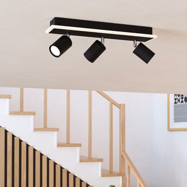 Eglo Rimbocchi 1 Modern 3-Light Adjustable Metal Spotlight in Black