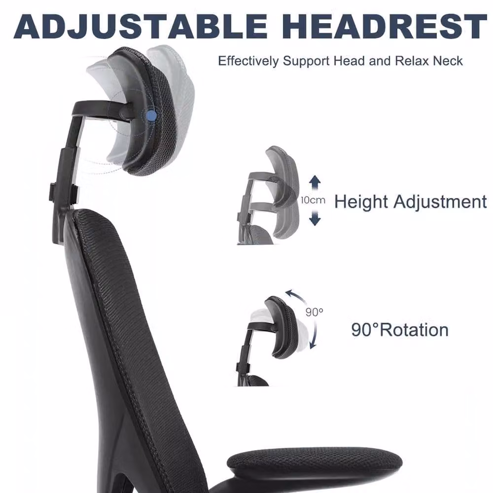 Hinsinc Ergonomic Mesh Office Chair with Headrest and Armrests, Black – 4