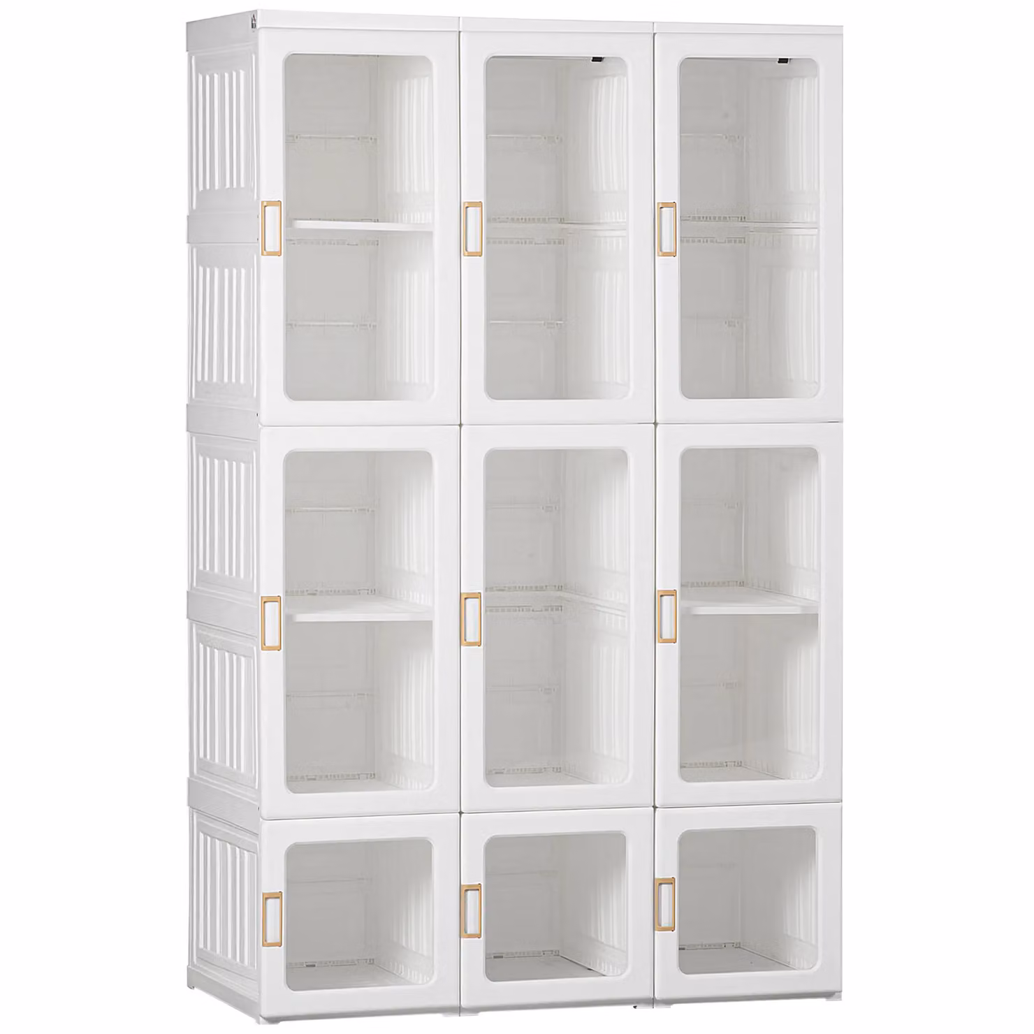 HOMCOM Modern Freestanding Wardrobe with Glass Doors and Hanging Rod, White, W: 104 cm, D: 50 cm, H: 170 cm – 2