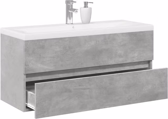 Berkfield Home 2 Piece Modern Bathroom Furniture Set in Concrete Grey