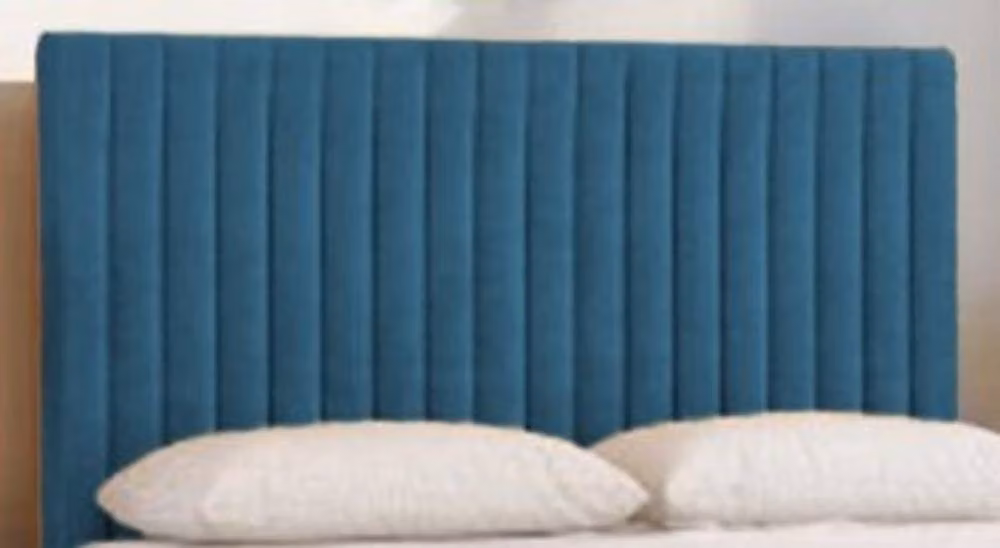 Knight Sleep Emily No Draw Divan Bed Base with Headboard in Light Blue Plush Velvet, W/D/H: 140 x 200 cm – 2