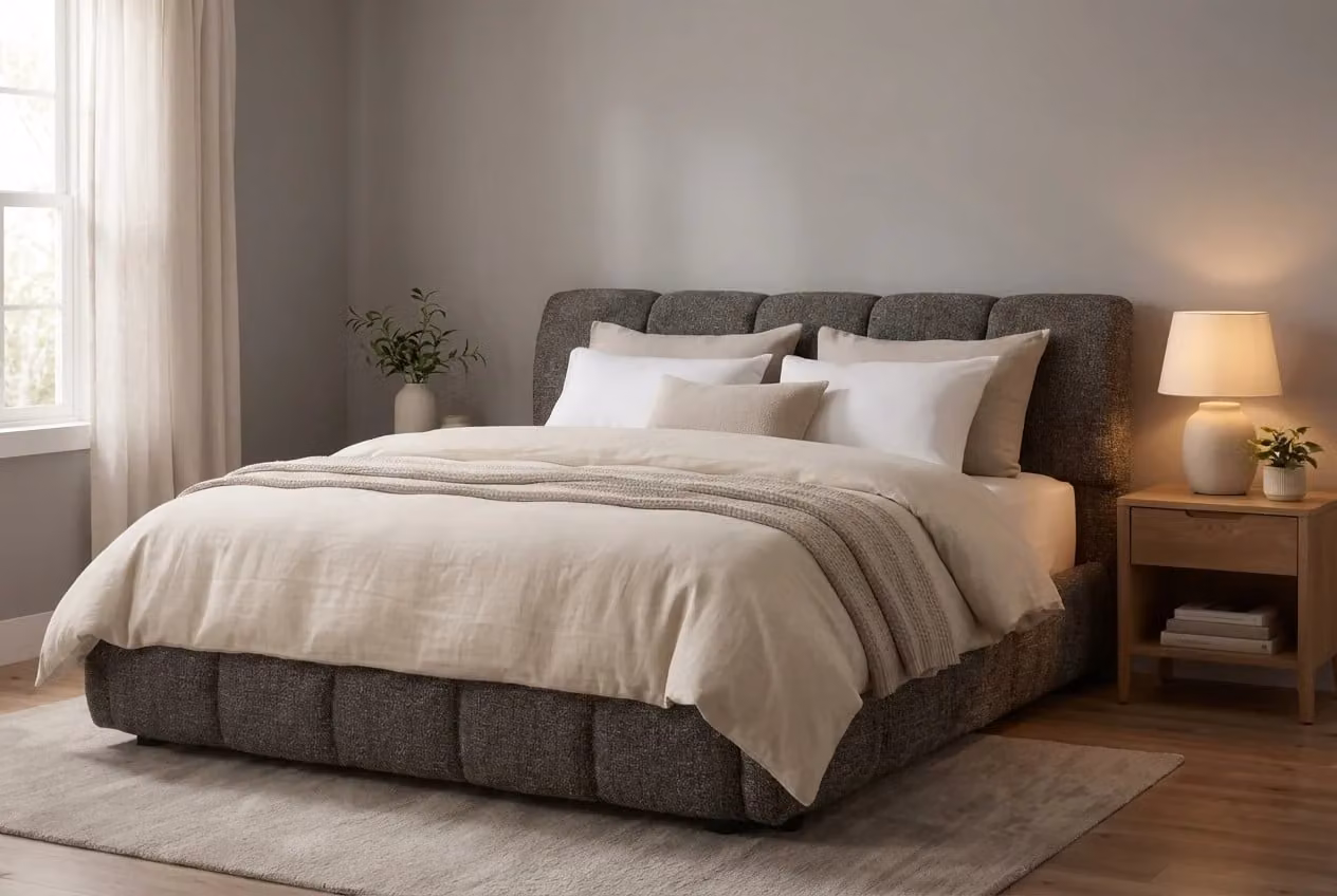 Araco Atelier Nocta Upholstered Bed in Grey