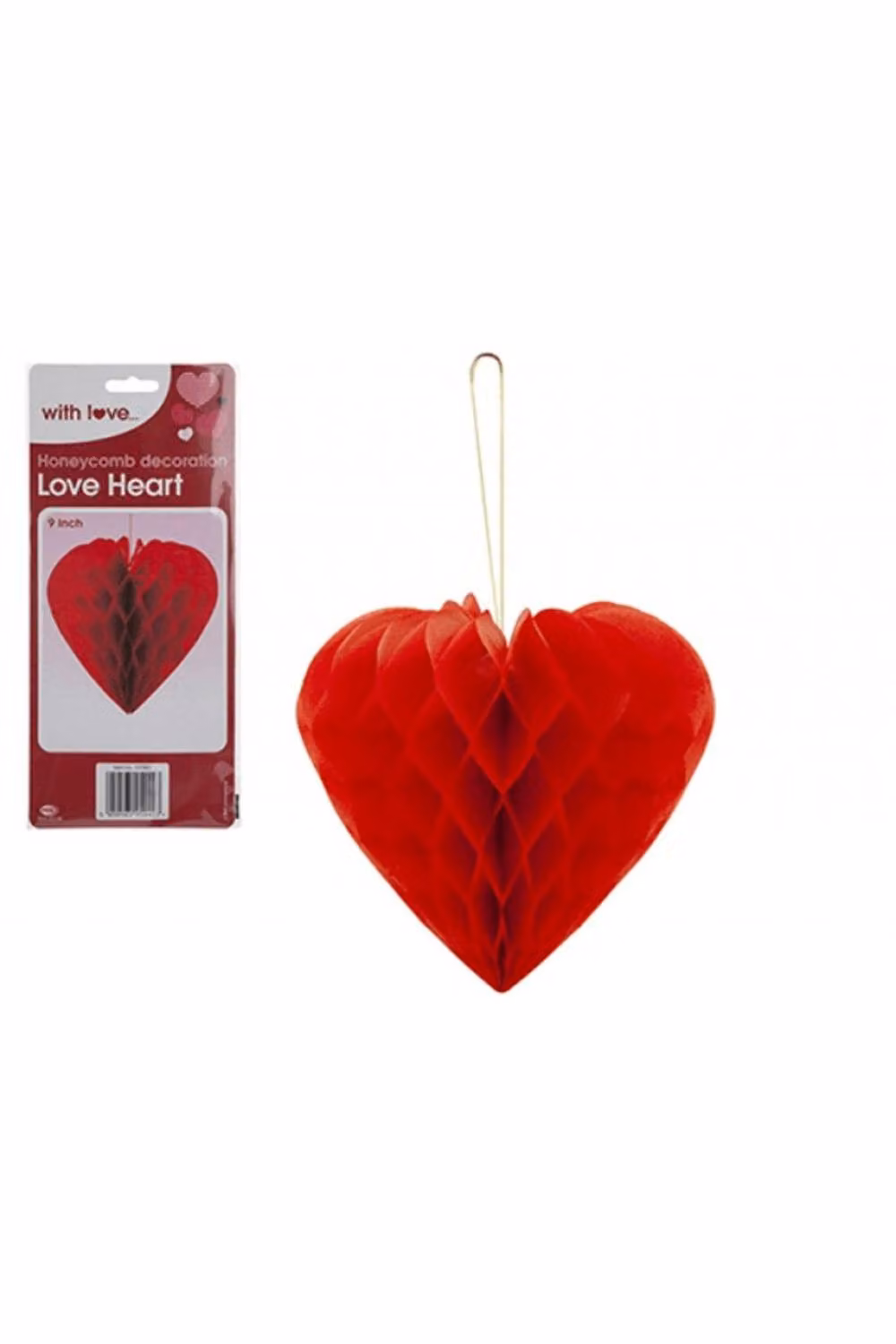 KDMD Red Honeycomb Heart Hanging Decorations, 6 Pack, Diameter: 22.86 cm – 2