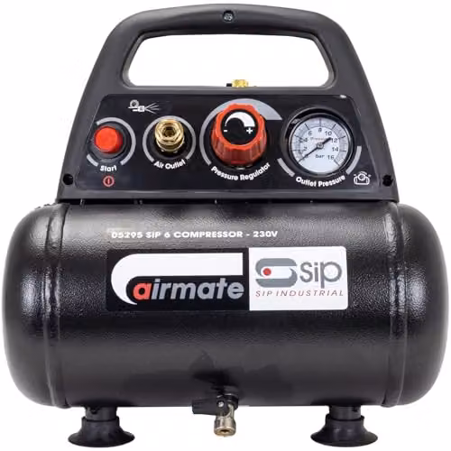 SIP Airmate Portable Oil-Free Direct Drive Air Compressor, Black, 6L, 1.1kW, 8 Bar – 2