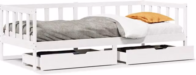 Berkfield Home Solid Wood Daybed with Drawers in White, W/D/H: 80 x 200 cm