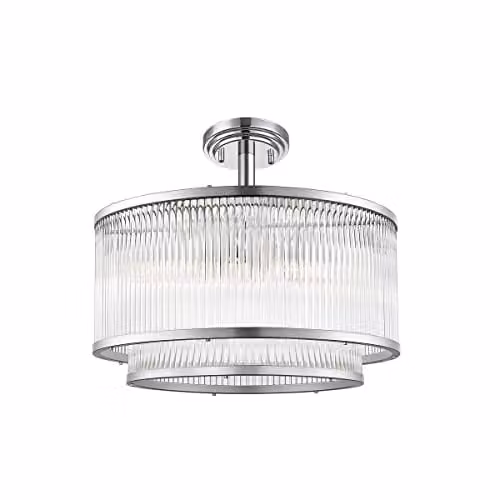 Netlighting Sergio Cylindrical Ceiling Light in Chrome and Silver with 5x E14 Bulbs