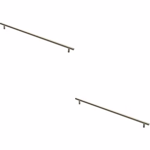 Loops 2 Pack Round T-Bar Cabinet Pull Handles in Brushed Silver, 50.8 x 1.2 cm, Fixing Centres: 44.8 cm