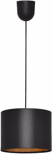 Netlighting Helam Alba Cylindrical Pendant Ceiling Light in Black and Gold/Brass, Diameter: 20 cm – 2