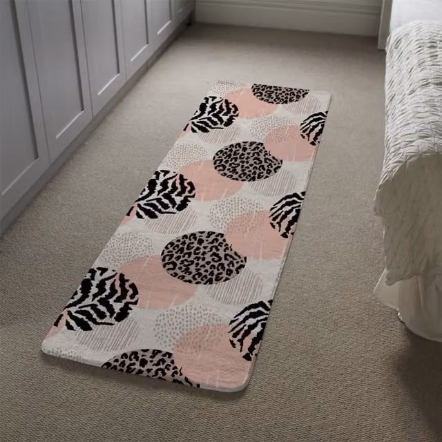 Benjamin Tate Design LTD Abstract Geometrics Animal Print and Circles Runner Rug in Pink