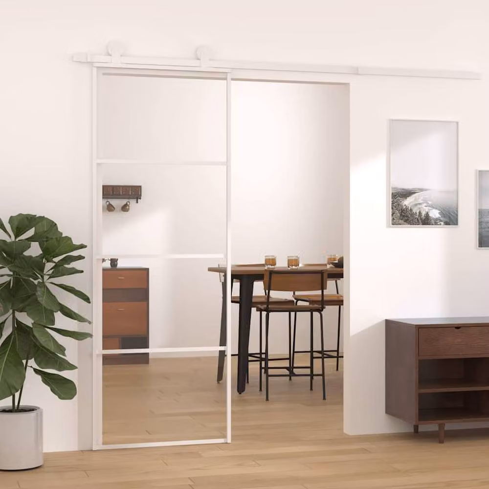 Berkfield Home Modern Sliding Glass and Aluminium Door, White, W: 76 cm, H: 205 cm – 2