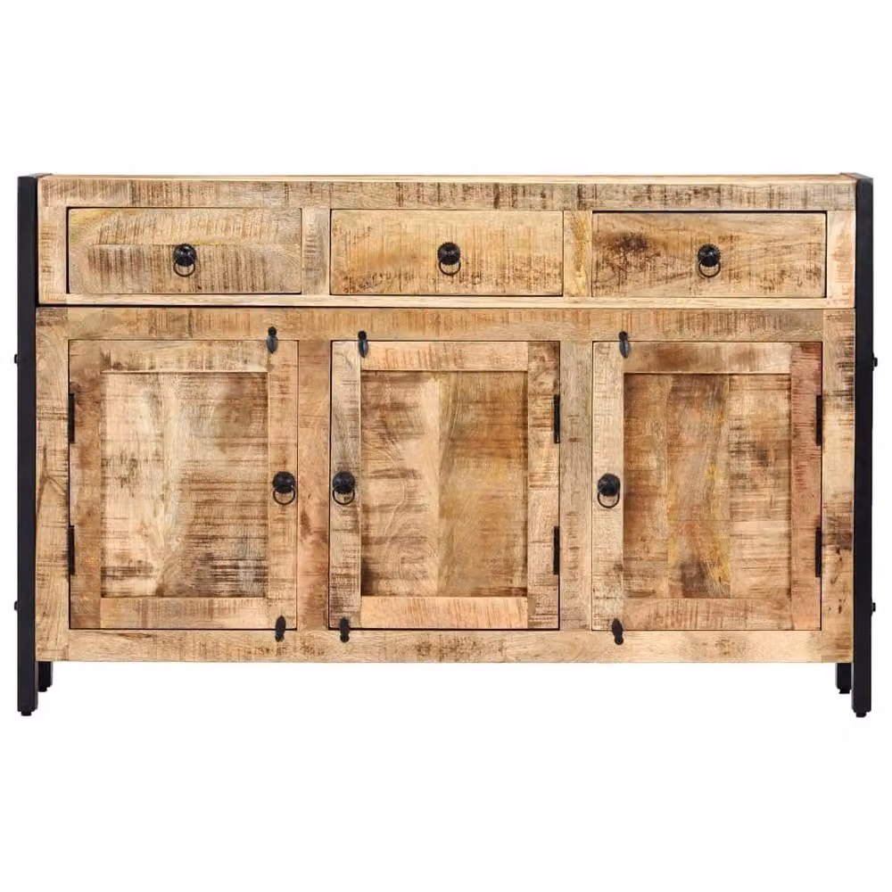 Berkfield Home Industrial Sideboard in Brown Solid Mango Wood, W/D/H: 120 x 35 x 76 cm – 2
