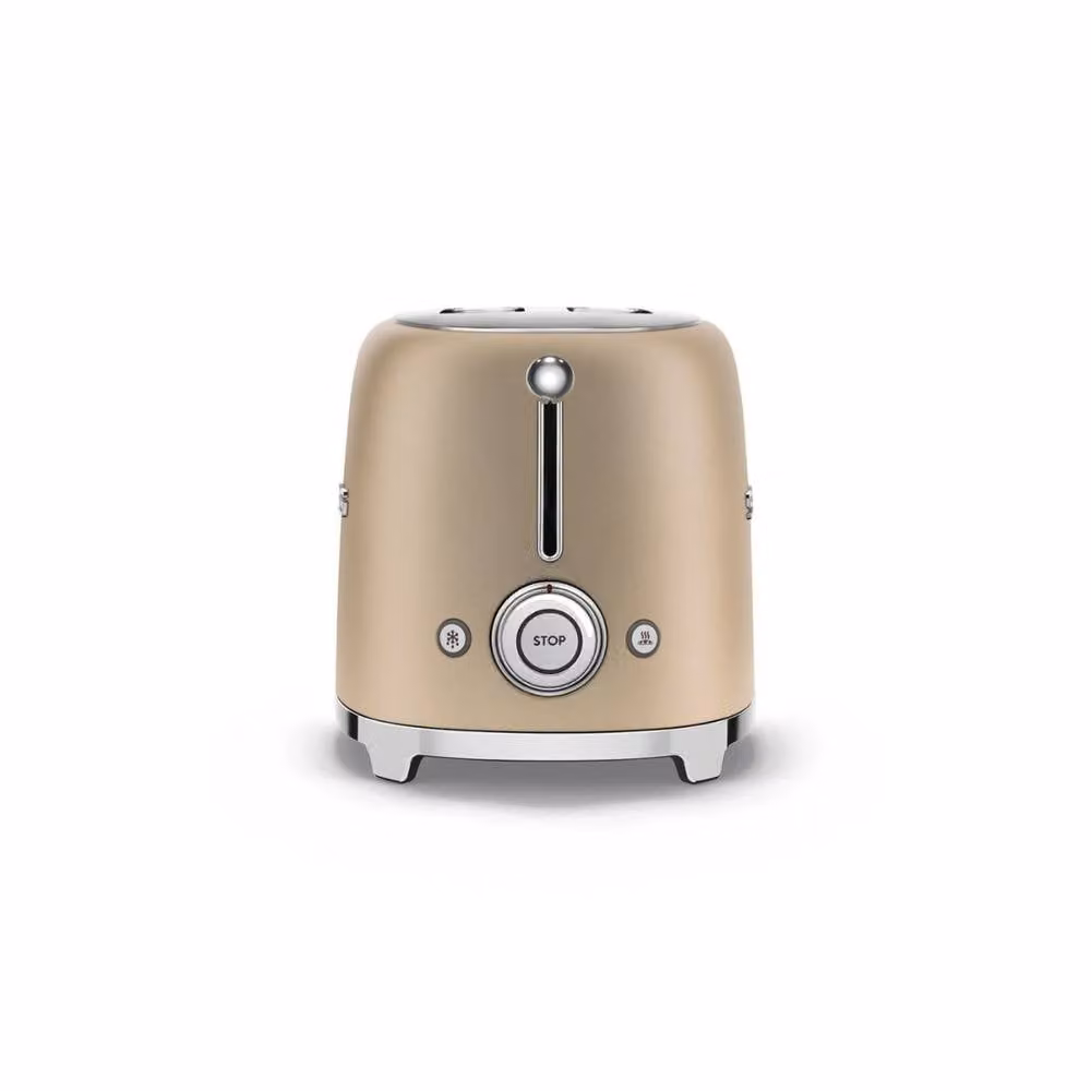 Smeg 50s Style Kettle and 2 Slice Toaster Set in Gold with Limescale Filter and Stainless Steel Accents