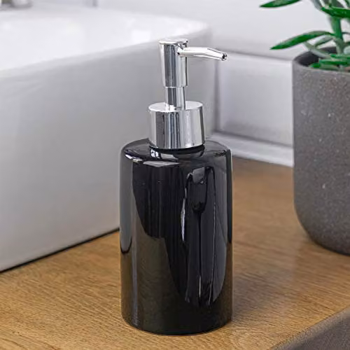 Harbour Housewares Black Ceramic Soap Pump Dispenser, 280ml
