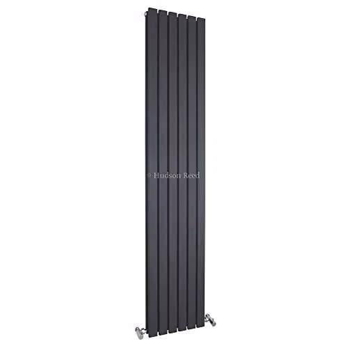 Hudson Reed HLA74 Sloane Modern Vertical Double Panel Designer Bathroom Radiator, Anthracite, H: 180 cm, W: 35.4 cm