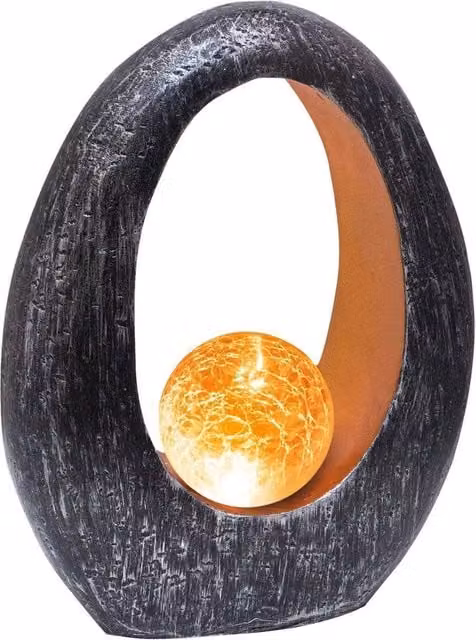NESTLUNE Solar Powered Full Moon Resin Garden Ornament in Black, H 100 cm x W 15 cm x D 15 cm – 1