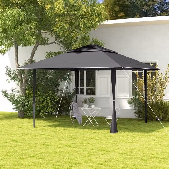 Outsunny Pop Up Outdoor Canopy, Dark Grey, 4 x 4 m