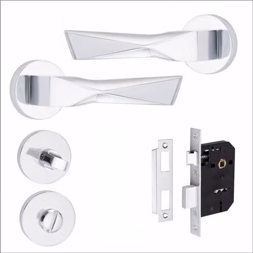 Golden Grace Aura Bathroom Handle Set in Polished Chrome – 1