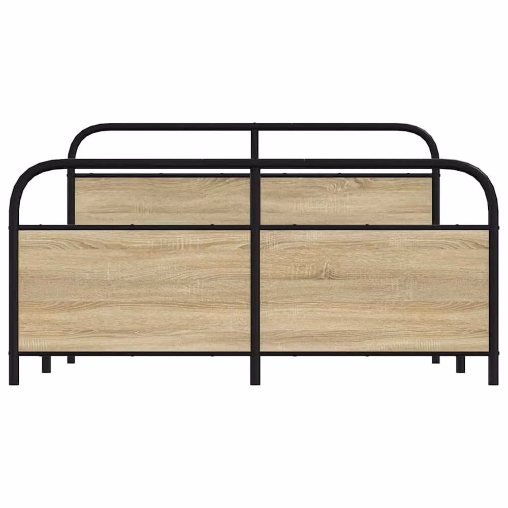 Berkfield Home Metal Bed Frame in Sonoma Oak Brown, W/D/H: 160 x 200 x 100 cm – 2
