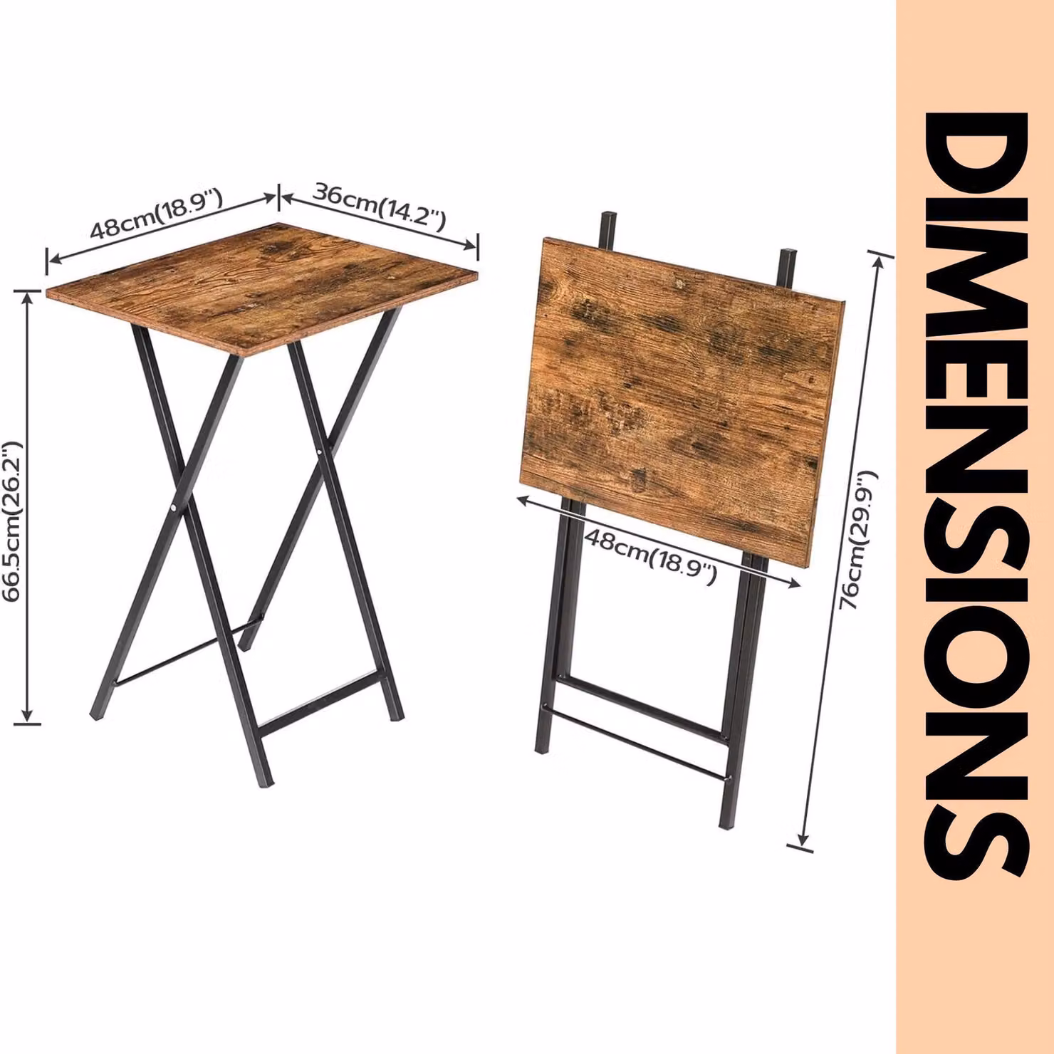 Rafaelo Mobilia Set of 2 Brown Folding Tables with Rectangular Tops and X-Frame Design – 5