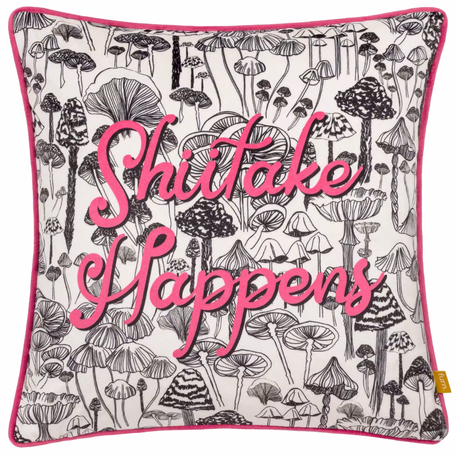 Furn Shiitake Happens Abstract Velvet Piped Cushion in Pink and White, W/D/H: 45 x 45 x 45 cm – 2