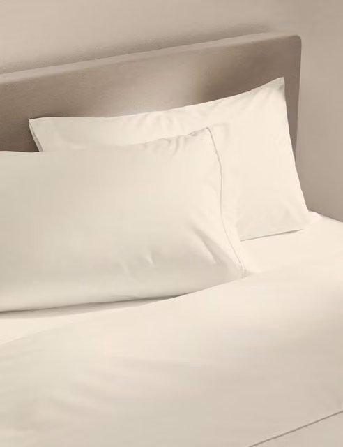 M&S 2 Pack Egyptian Cotton 230 Thread Count Percale Pillowcases in Beige