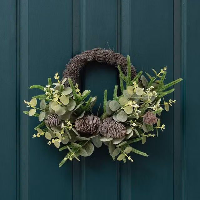 Scottish Everlastings Ltd Green Foliage Half Wreath, Diameter: 40 cm