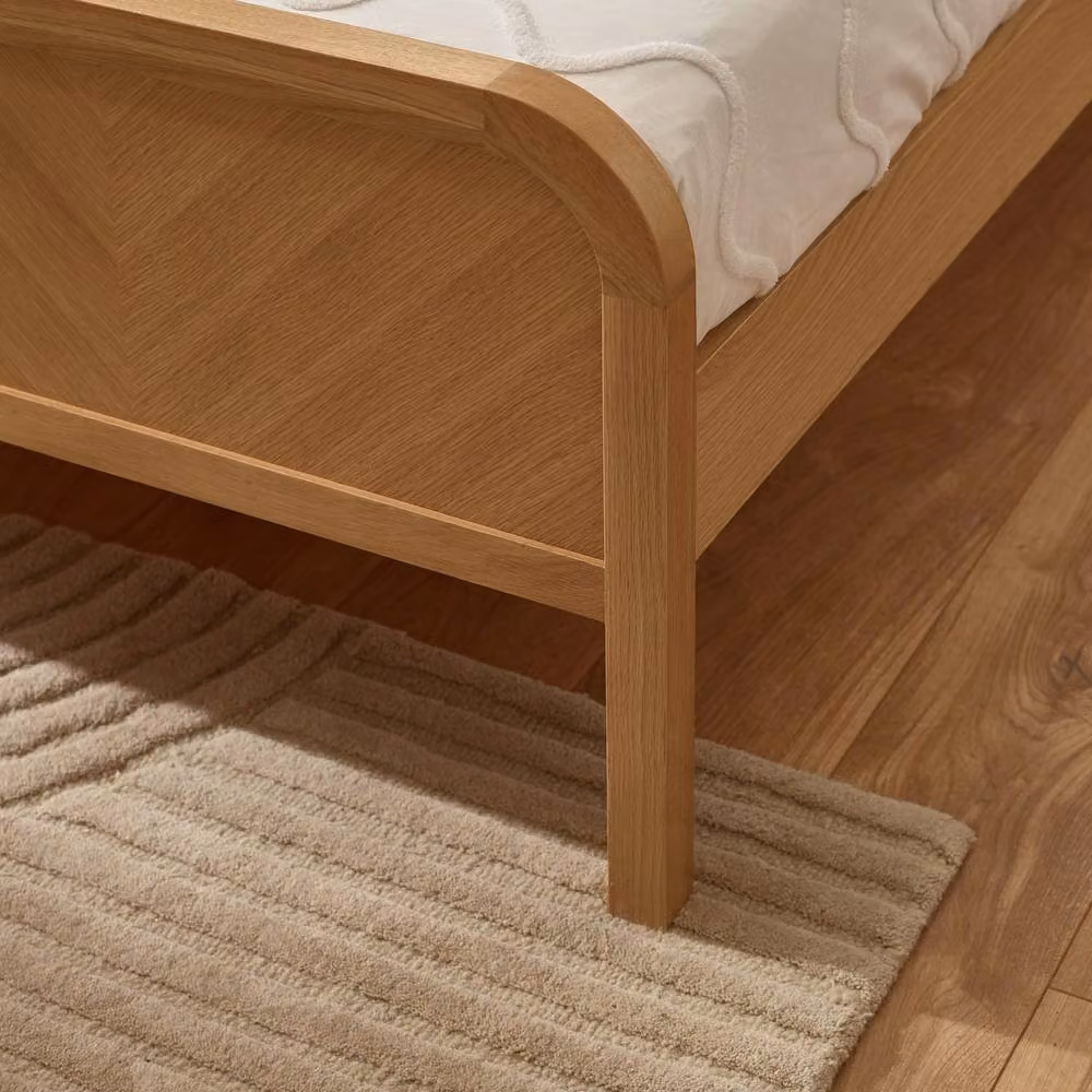 Cheshire Crimson Oak Chevron Bed Frame in Brown Oak, W: 135 cm, H x D: 140 x 200 cm – 6