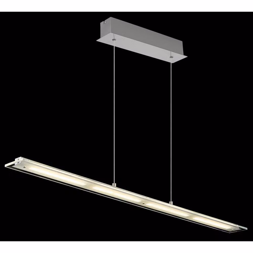 Netlighting Novak Bar Pendant Ceiling Light in Grey with Matt Nickel and Transparent Glass, Dimmable LED, Height Adjustable – 3