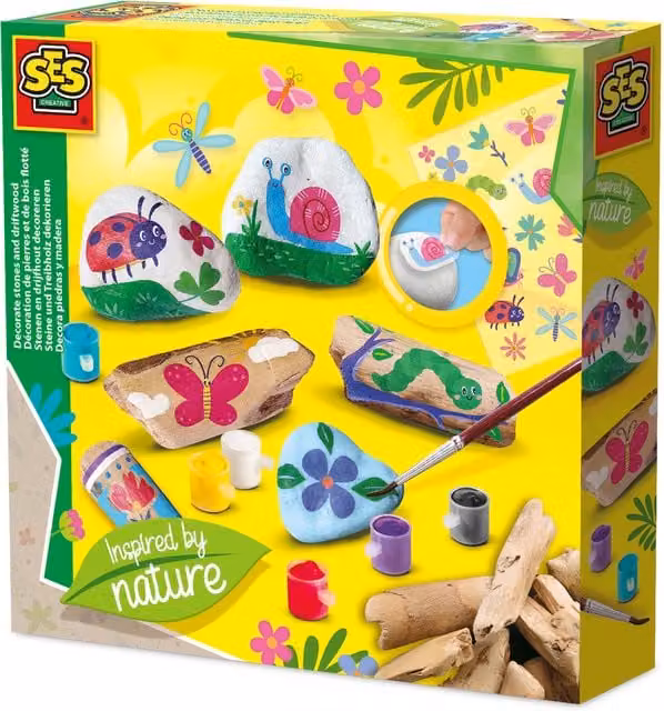 SES Creative Nature Inspired Multicolour and White Decorating Stones and Driftwood Set