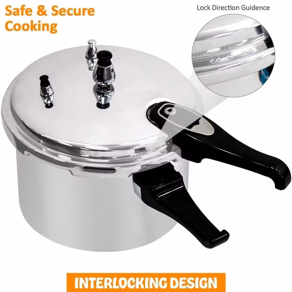 VOGREX Heavy Duty Uncoated Aluminium Pressure Cooker in Silver – 5