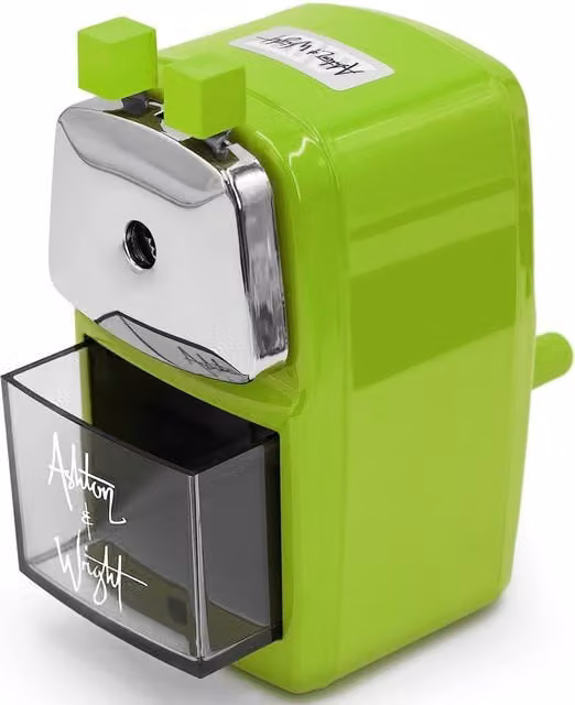Ashton and Wright Mechanical Table Crank Desktop Pencil Sharpener in Green