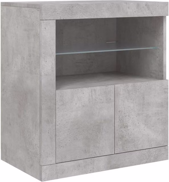 Berkfield Home Modern Sideboard with Integrated LED Lights in Concrete Grey, W: 60.5 cm, D: 37 cm, H: 67 cm
