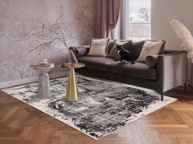 Desire Rugs Abstract Modern Black Area Rug, W: 230 cm, D: 160 cm