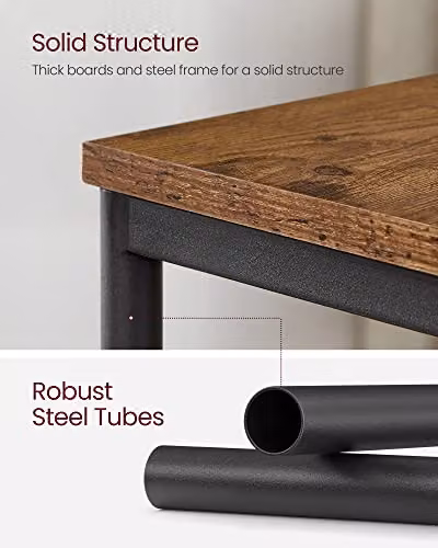 VASAGLE Set of 2 Industrial Style Side Tables with 2-Tier Serving Shelves, Rustic Brown and Black – 4