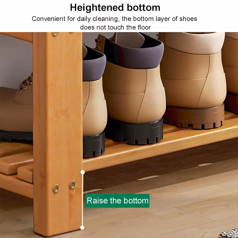 Hinsinc 3 Tier Wooden Shoe Rack Seating Bench Hallway Storage Organiser, Brown, W/D/H: 67 x 25 x 45 cm – 4