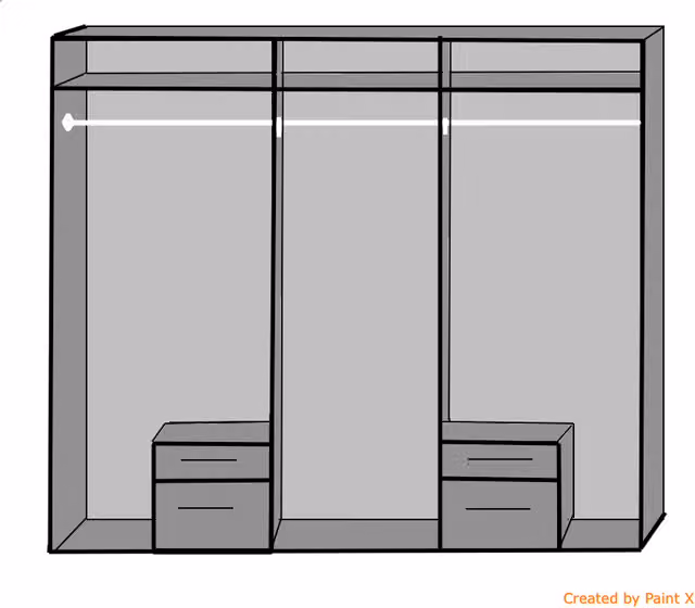 TJS Fly White Wardrobe with 6 Doors and 4 Drawers