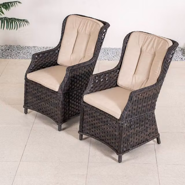 Direct Wicker 2-Piece Brown Aluminium Rattan Garden Chair Set