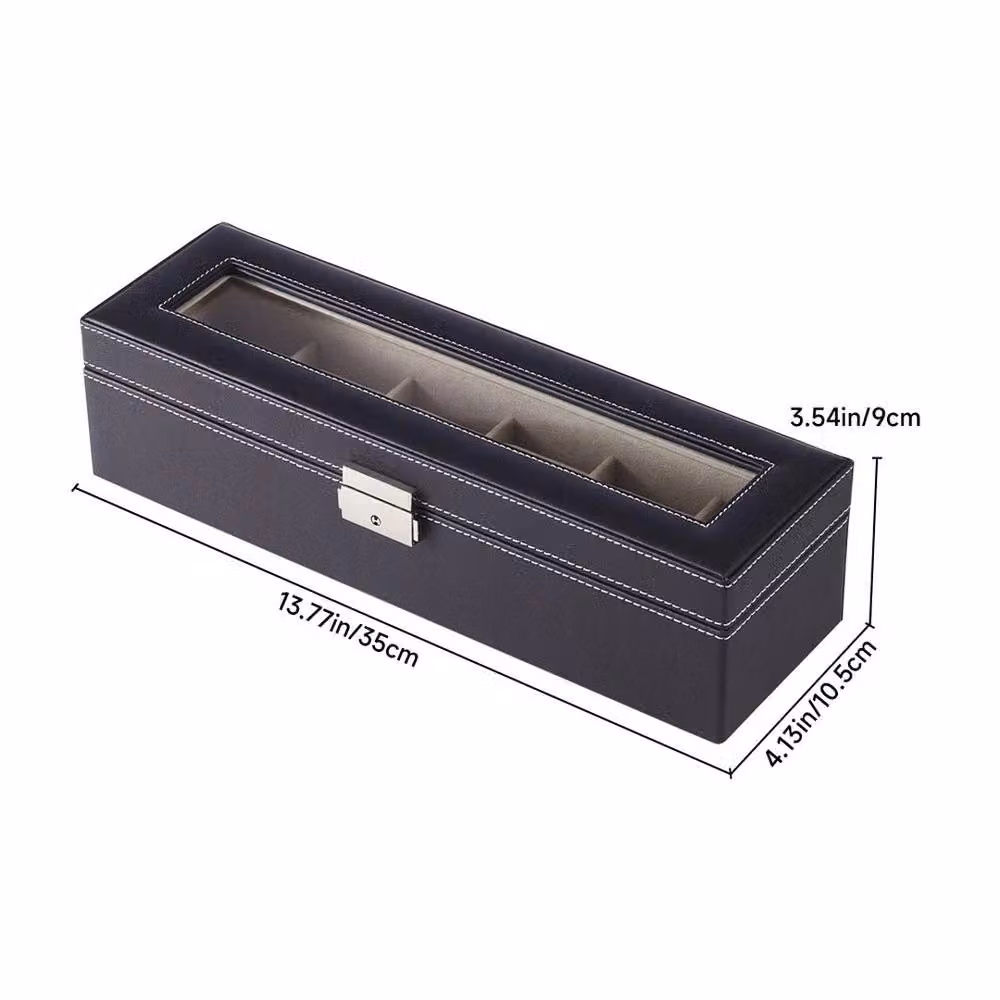 Kelvenix 6-Slot Lockable Watch Display Box in Black – 2