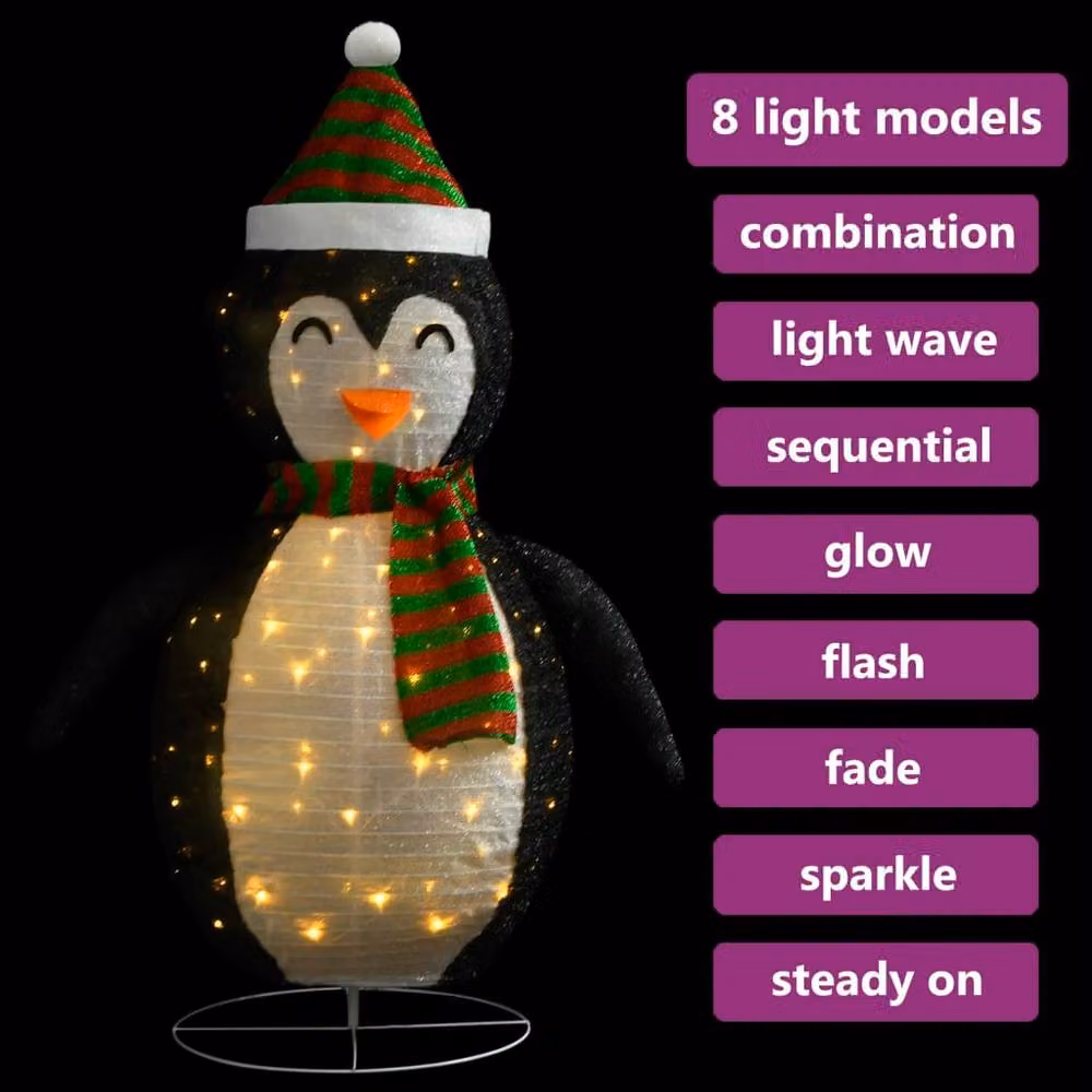 Berkfield Multicolour LED Christmas Snow Penguin Decorative Tabletop Figure, Height: 60 cm – 3