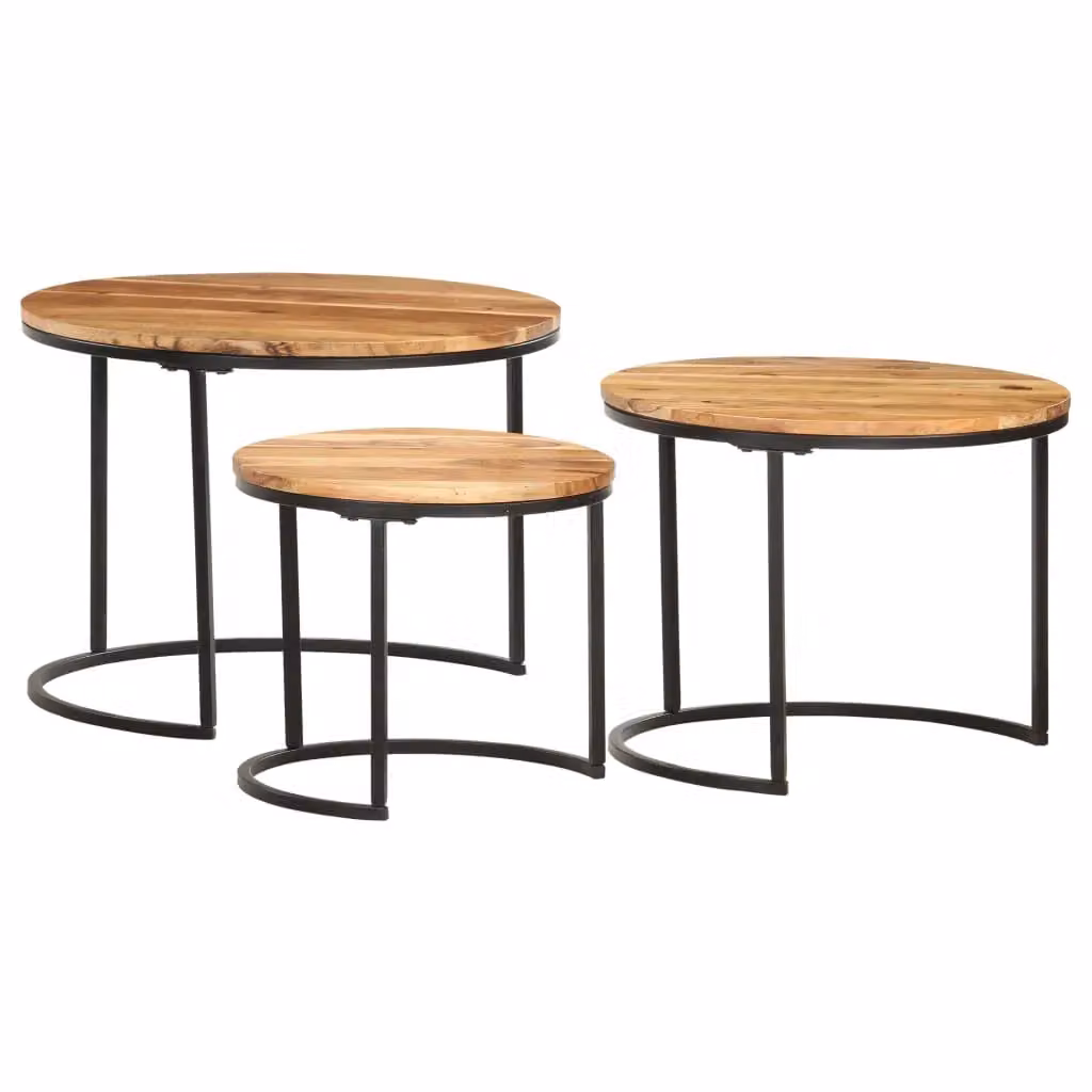Berkfield Home Nesting Tables, Set of 3, Brown Solid Acacia Wood – 3