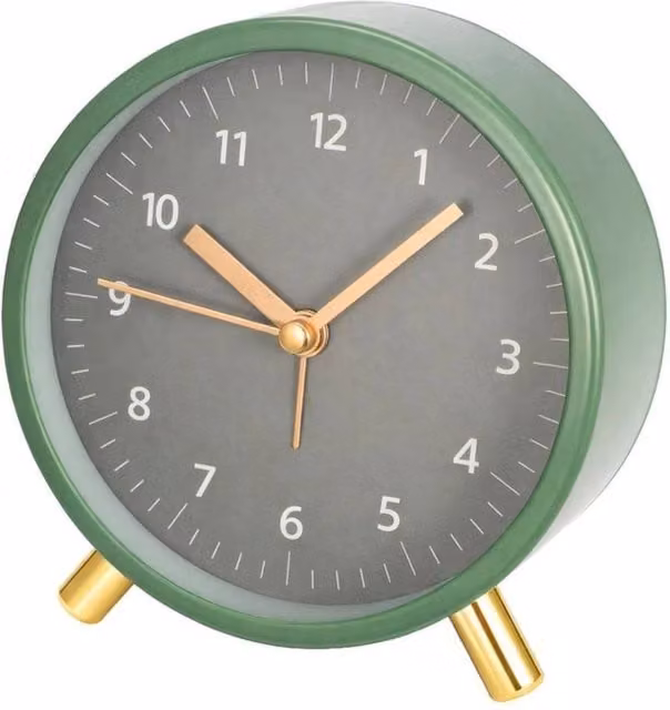 Kelvenix Green Metal Analog Tabletop Desk Clock with Silent Quartz Movement and Illuminated Night Light – 1