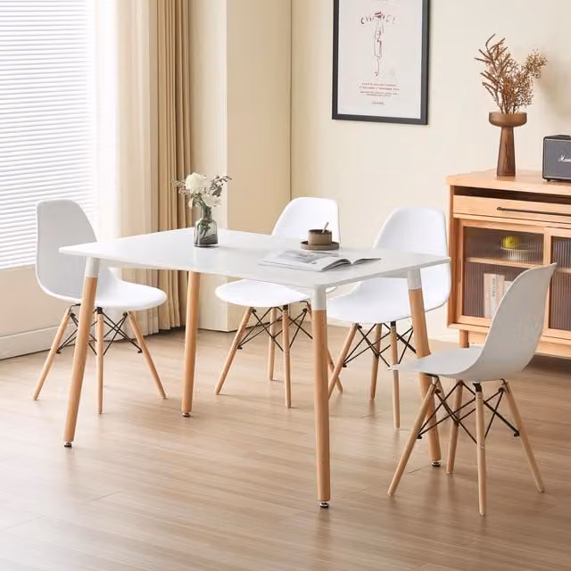 Comfy Living 5 Piece Modern Rectangular Dining Set in White, Black or Grey, W: 80 cm